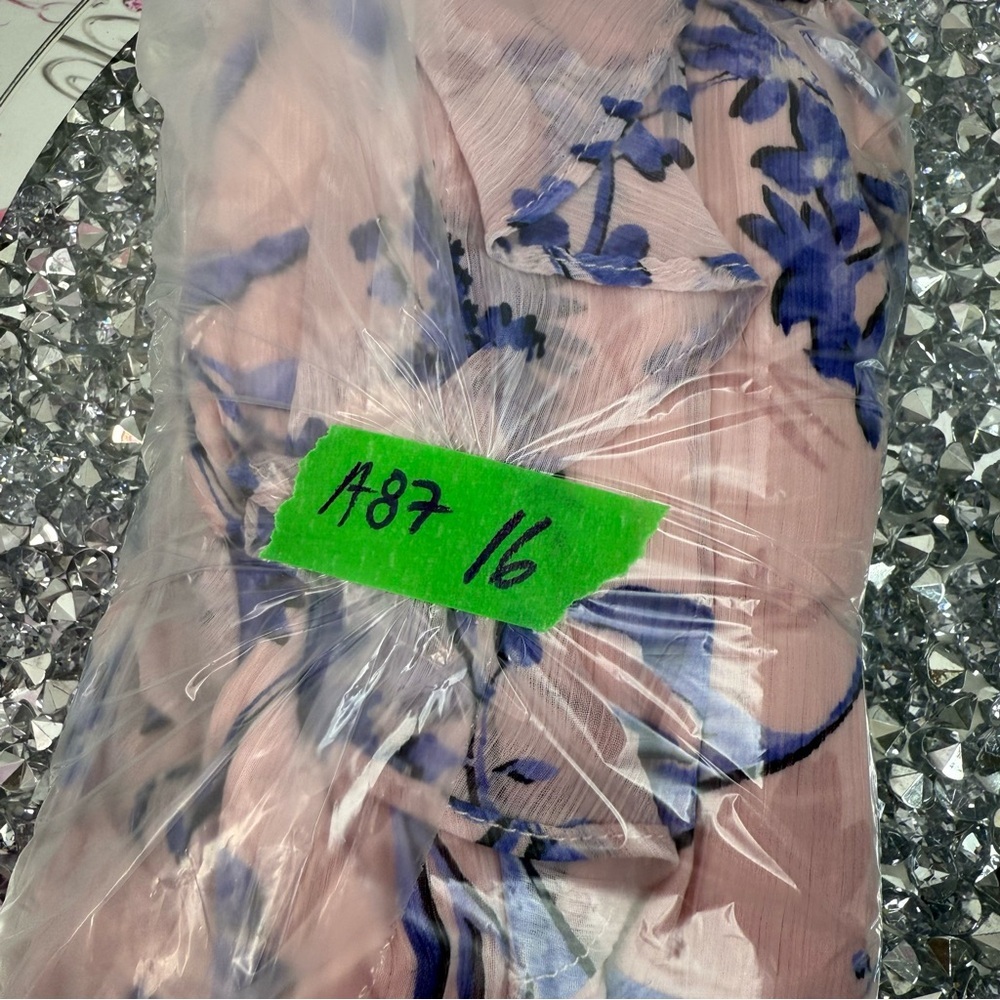 Tommy Hilfiger dress ruffles frilly frills gold charm Floral Pink and Blue Dress - Picture 14 of 14